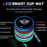 2pcs MINI Cooper Logo Car Water Coasters 7-color LED Light Cup Mat Holder