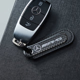 Mercedes Benz AMG Logo PU Leather Carbon Fiber Car Keyring