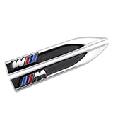 2pcs BMW M Power Logo Metal Car Side Fender Sticker Emblem Badge Decal Decoration
