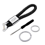 Lincoln Logo PU Leather Braided Rope Car Keychain