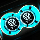 2pcs Volkswagen R Logo Car Water Coasters 7-color LED Light Cup Mat Holder