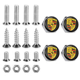 4pcs/set Porsche Logo Stainless Steel Car License Plate Bolts