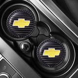 2pcs/set Chevrolet Carbon Fiber Car Water Coaster Non-slip Mat