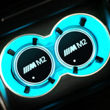 2pcs BMW M Power M3 M5 X1 X2 X3 X4 X5 X6 Logo Car Water Coasters 7-color LED Light Cup Mat Holder