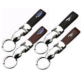Ford Mustang Car Logo Leopard Head PU Leather Keychain Key Pendant
