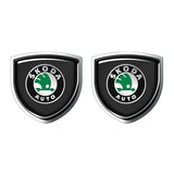 2pcs 39x39mm Skoda Shield Metal Car Window Sticker Emblem Badge Decal