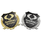 Ssang Yong Metal Carbon Fiber Car Rear Sticker Shield Trunk Emblem Badge Decal