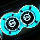 2pcs Volvo Logo Car Water Coasters 7-color LED Light Cup Mat Holder