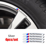 4pcs/set 9cm BMW Performance Aluminum Alloy Car Wheel Rim Tyre Sticker