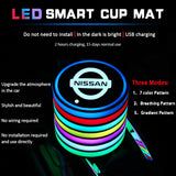 2pcs Nissan Logo Car Water Coasters 7-color LED Light Cup Mat Holder