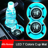 2pcs Alfa Romeo Logo Car Water Coasters 7-color LED Light Cup Mat Holder