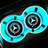 2pcs Mercedes Benz AMG Logo Car Water Coasters 7-color LED Light Cup Mat Holder
