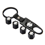 4pcs/set Suzuki Car Air Valve Stem Cap Auto Tyre Valve Covers with Keychain