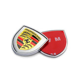 2pcs 39x39mm Porsche Shield Metal Car Window Sticker Emblem Badge Decal