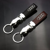 Audi Car Logo Leopard Head PU Leather Keychain Key Pendant