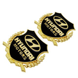 2PCS Hyundai Metal Car Rear Sticker Shield Trunk Emblem Badge Decal