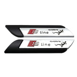 2pcs Audi Sline Logo Metal Car Side Sticker Emblem Badge Decal Auto Body Decoration