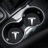 2pcs/set Tesla Logo PVC Waterproof Car Water Coaster