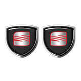 2pcs 39x39mm SEAT Shield Metal Car Window Sticker Emblem Badge Decal