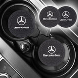 2pcs/set Mercedes Benz AMG Logo PVC Waterproof Car Water Coaster