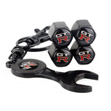 4pcs/set Nissan Nismo GTR Logo Car Air Valve Stem Cap Auto Tyre Valve Covers with Wrench