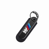 BMW M Power Logo PU Leather Carbon Fiber Car Keyring