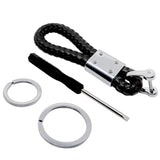 Suzuki Logo PU Leather Braided Rope Car Keychain