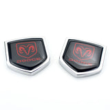 2PCS Dodge Metal Car Side Sticker Auto Emblem Badge Decal