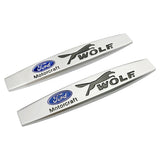 2pcs Ford RS Wolf ST Logo Metal Car Fender Side Badge Decal Rear Emblem Sticker