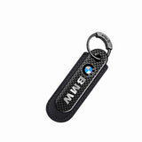 BMW M Power Logo PU Leather Carbon Fiber Car Keyring