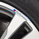 4pcs/set 9cm BMW Performance Aluminum Alloy Car Wheel Rim Tyre Sticker