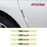 4pcs Audi Sline Luminous Car Door Bumper Strip Anti-collision Protection Sticker