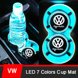 2pcs Volkswagen R Logo Car Water Coasters 7-color LED Light Cup Mat Holder