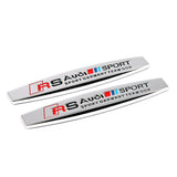 2pcs Audi RS Sline Motorsport Logo Metal Car Fender Side Badge Decal Rear Emblem Sticker
