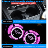 2pcs MINI Cooper Logo Car Water Coasters 7-color LED Light Cup Mat Holder
