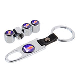 4pcs/set SAAB Car Air Valve Stem Cap Auto Tyre Valve Covers with Keychain