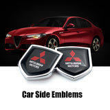 2PCS Mitsubishi Ralliart Metal Car Rear Sticker Shield Trunk Emblem Badge Decal