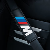 2PCS BMW M Power Leather Car Seat Belt Pad Covers Shoulder Pads