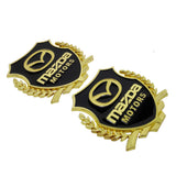 2PCS Mazda Metal Car Rear Sticker Shield Trunk Emblem Badge Decal