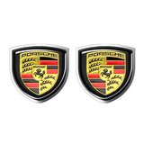 2pcs 39x39mm Porsche Shield Metal Car Window Sticker Emblem Badge Decal