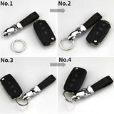 Audi Car Logo Leopard Head PU Leather Keychain Key Pendant