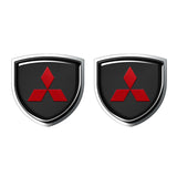 2pcs 39x39mm Mitsubishi Shield Metal Car Window Sticker Emblem Badge Decal