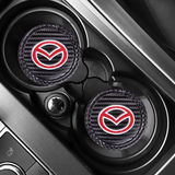 2pcs/set Mazda Carbon Fiber Car Water Coaster Non-slip Mat