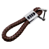 Audi Logo PU Leather Braided Rope Car Keychain