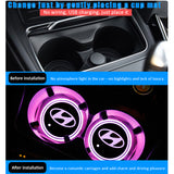 2pcs Hyundai Logo Car Water Coasters 7-color LED Light Cup Mat Holder