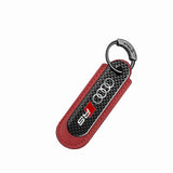 Audi Sline RS Logo PU Leather Carbon Fiber Car Keyring