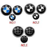 3PCS BMW 82mm Front Bonnet Emblem 74mm Rear Badge 45mm Car Steering Wheel Center Sticker Decal