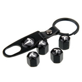 4pcs/set Tesla Car Air Valve Stem Cap Auto Tyre Valve Covers with Keychain