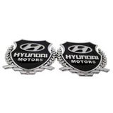 2PCS Hyundai Metal Car Rear Sticker Shield Trunk Emblem Badge Decal