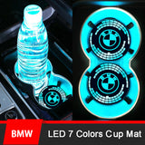 2pcs BMW M Power Logo Car Water Coasters 7-color LED Light Cup Mat Holder